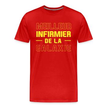 Meilleur infirmier de la galaxie - T-shirt bio Premium Homme - rouge - Devant - Damien (186cm)