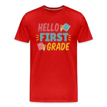 Hallo Erstklässler Hallo Erstklässler Geschenkinsp - Männer Premium Bio T-Shirt - Rot - Vorne - Damien (186cm)