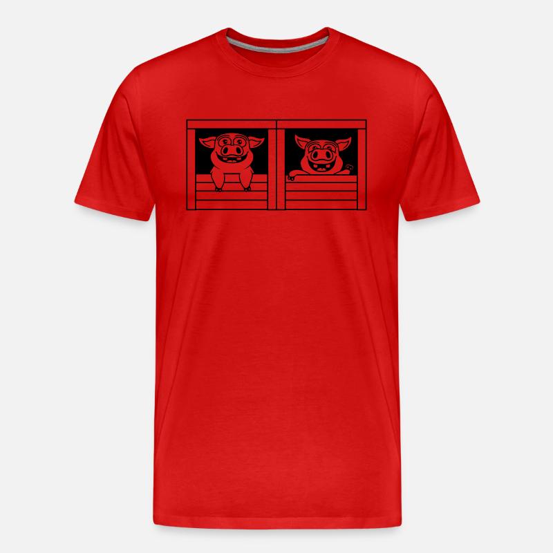 Team 2 Stall Schweine - Männer Premium Bio T-Shirt - Rot