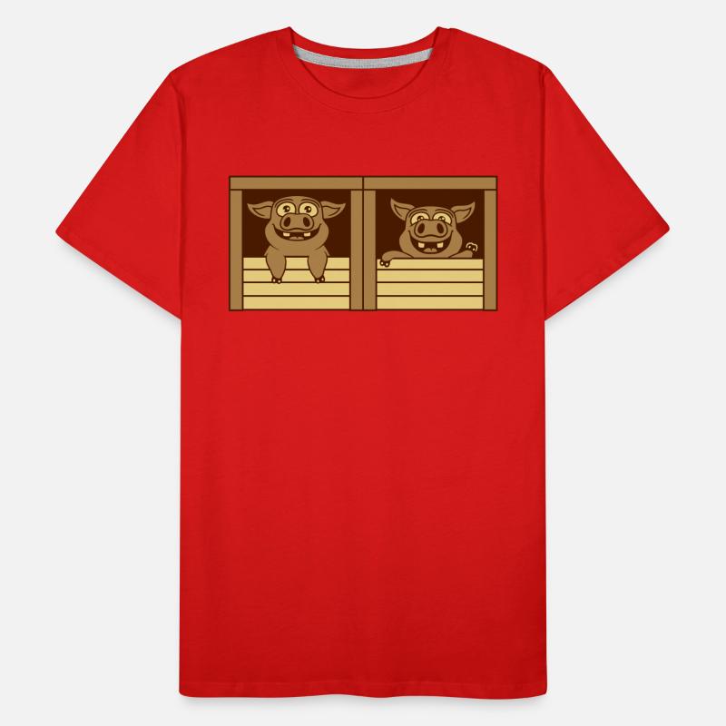 2 Comic Stall Schweine Männer Premium Bio T-Shirt