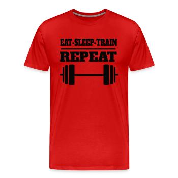 Fitness Strength Training Fit Muscle Bodybuilder - T-shirt bio Premium Homme - rouge - Devant - Damien (186cm)