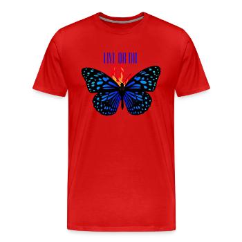 LIVE OR DIE - Männer Premium Bio T-Shirt - Rot - Vorne - Damien (186cm)