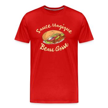 Sauce Magique Beau Gosse - T-shirt bio Premium Homme - rouge - Devant - Damien (186cm)