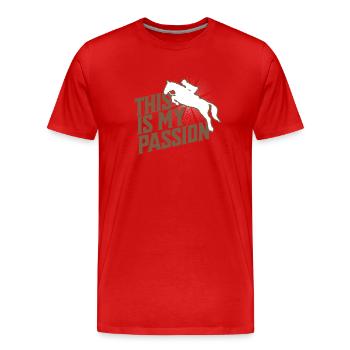 Saut d’obstacles Chevaux équestres Poney Passion - T-shirt bio Premium Homme - rouge - Devant - Damien (186cm)