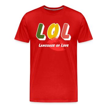 LOL - Langage de l’amour - T-shirt bio Premium Homme - rouge - Devant - Damien (186cm)