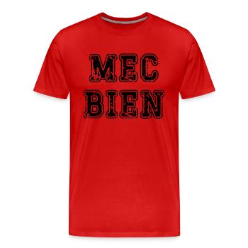 mec bien - T-shirt bio Premium Homme - rouge - Devant - Damien (186cm)