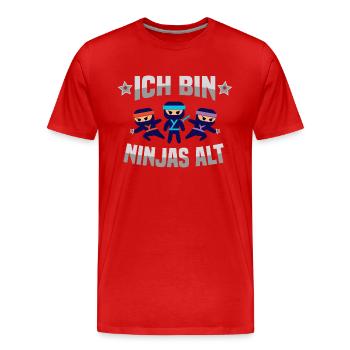 Dritter Geburtstag Kämpfer 3. Geburtstag Ninja - Männer Premium Bio T-Shirt - Rot - Vorne - Damien (186cm)