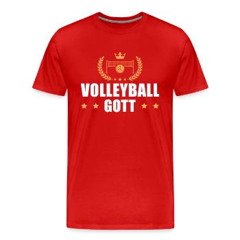 Volleyball Gott Sport Humor Volleyballer - Männer Premium Bio T-Shirt - Rot - Vorne - Damien (186cm)
