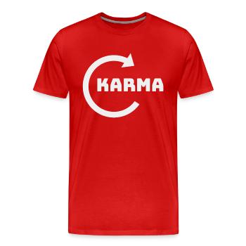 KARMA will return - Men's Premium Organic T-Shirt - red - Front - Damien (186cm)