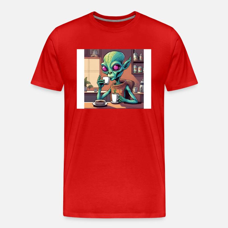 Alien Kaffeeliebe - Männer Premium Bio T-Shirt - Rot