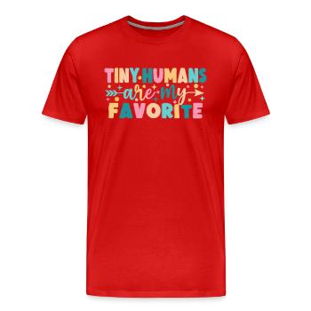Les petits humains sont mes préférés - T-shirt bio Premium Homme - rouge - Devant - Damien (186cm)