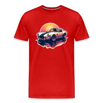 Vintage Car Sunset - Men's Premium Organic T-Shirt - red - Front - Damien (186cm)