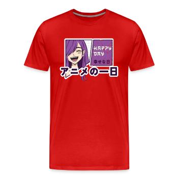 Happy day with anime - Men's Premium Organic T-Shirt - red - Front - Damien (186cm)