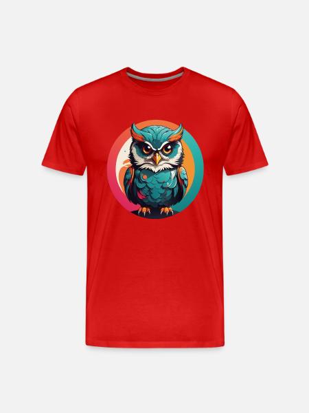 Little Cute Owl in Color Wheel Owl Design - Men's Premium Organic T-Shirt - red