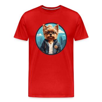 Yorkshire Yorkshire Terrier cool avec lunettes de soleil - T-shirt bio Premium Homme - rouge - Devant - Damien (186cm)