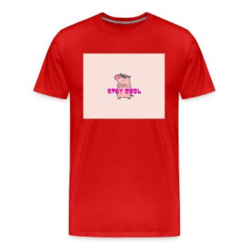Stay Cool Pig - Männer Premium Bio T-Shirt - Rot - Vorne - Damien (186cm)