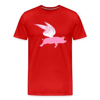 Wenn Fliegende Flügel Flug Schweine Fliegen können - Männer Premium Bio T-Shirt - Rot - Vorne - Damien (186cm)