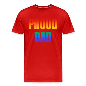 Stolzer Papa schwuler Regenbogen - Männer Premium Bio T-Shirt - Rot - Vorne - Damien (186cm)