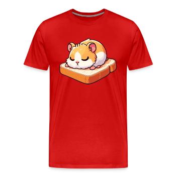 Hamster schläft auf Toast - Männer Premium Bio T-Shirt - Rot - Vorne - Damien (186cm)
