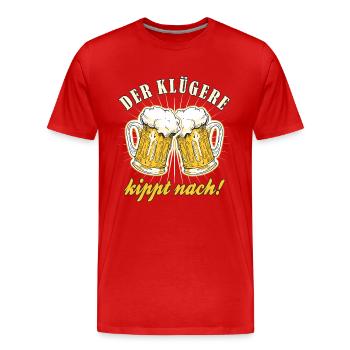 Bier Der Klügere Kippt Nach Bier Trinker Männer - Männer Premium Bio T-Shirt - Rot - Vorne - Damien (186cm)