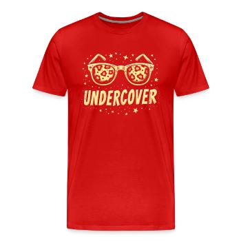 Lunettes de soleil drôles et costume de discours infiltré - T-shirt bio Premium Homme - rouge - Devant - Damien (186cm)