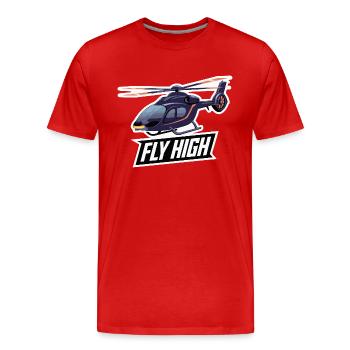 HELICOPTER, FLY HIGH - Men's Premium Organic T-Shirt - red - Front - Damien (186cm)