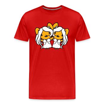 2 Lapins Filles Jolies Filles Femmes Lapin Petit - T-shirt bio Premium Homme - rouge - Devant - Damien (186cm)