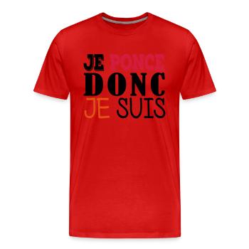 Je ponce donc je suis - T-shirt bio Premium Homme - rouge - Devant - Damien (186cm)