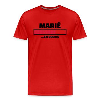 marié en cours - T-shirt bio Premium Homme - rouge - Devant - Damien (186cm)