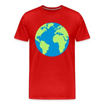 Planet Erde - Männer Premium Bio T-Shirt - Rot - Vorne - Damien (186cm)