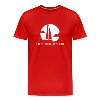 Segeln Leben Schöner Boot Geschenk Wind Jolle - Männer Premium Bio T-Shirt - Rot - Vorne - Damien (186cm)