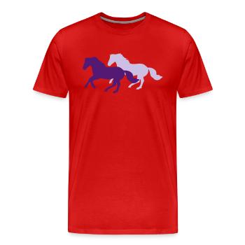 Deux chevaux au galop - T-shirt bio Premium Homme - rouge - Devant - Damien (186cm)