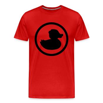 kreis rund logo quietscheente gummiente badeente e - Männer Premium Bio T-Shirt - Rot - Vorne - Damien (186cm)