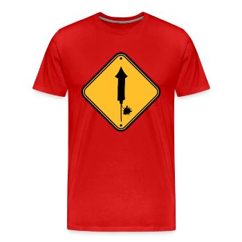 danger indication panneau attention danger zone - T-shirt bio Premium Homme - rouge - Devant - Damien (186cm)