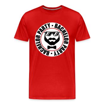 bachelor party stamp circle ring team bache - Men's Premium Organic T-Shirt - red - Front - Damien (186cm)