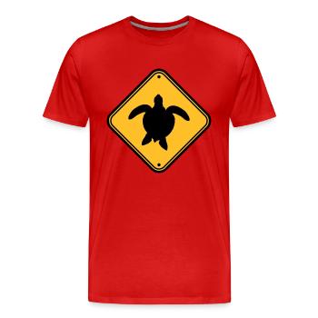 Attention zone d'avertissement Attention Attention aux déchets - T-shirt bio Premium Homme - rouge - Devant - Damien (186cm)