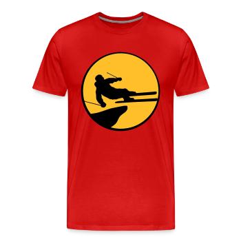 jump jump stunt trick cliff high fli - Men's Premium Organic T-Shirt - red - Front - Damien (186cm)