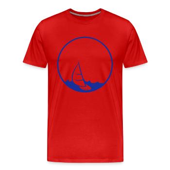 sonne grosse rund kreis meer wellen boot segeln sc - Männer Premium Bio T-Shirt - Rot - Vorne - Damien (186cm)