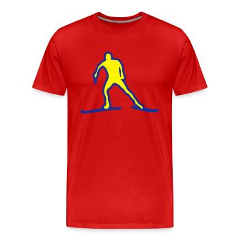 ski combine nordique fond dessin trace - T-shirt bio Premium Homme - rouge - Devant - Damien (186cm)