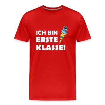 Ich bin erste Klasse! Schulanfänger-Shirt - Männer Premium Bio T-Shirt - Rot - Vorne - Damien (186cm)