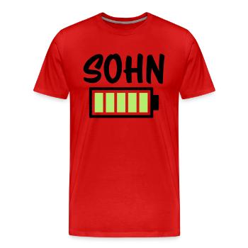 Sohn - Akku - Männer Premium Bio T-Shirt - Rot - Vorne - Damien (186cm)