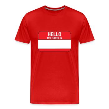 leer "Hallo, mein Name ist" in rot - Männer Premium Bio T-Shirt - Rot - Vorne - Damien (186cm)
