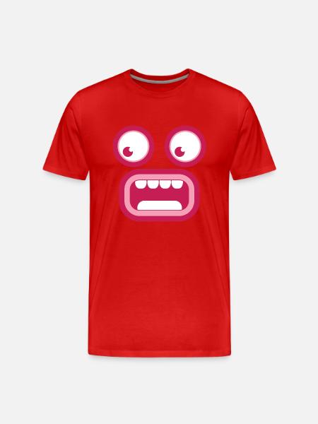 Shocked surprised tiki face - Men's Premium Organic T-Shirt - red