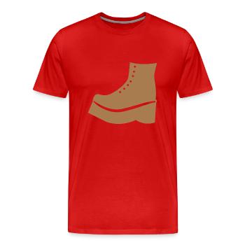 Brown Boot shoe - Men's Premium Organic T-Shirt - red - Front - Damien (186cm)