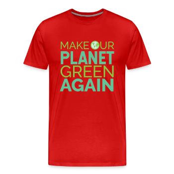 Fridays For Future Make Our Planet Green Again - Men's Premium Organic T-Shirt - red - Front - Damien (186cm)