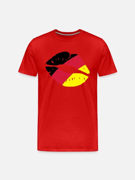 germany kiss lips - Männer Premium Bio T-Shirt - Rot