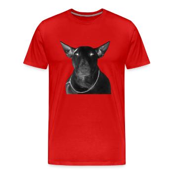 Black Bull Terrier love my dog - Men's Premium Organic T-Shirt - red - Front - Damien (186cm)