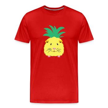 Cochon d'Inde ananas jaune - T-shirt bio Premium Homme - rouge - Devant - Damien (186cm)