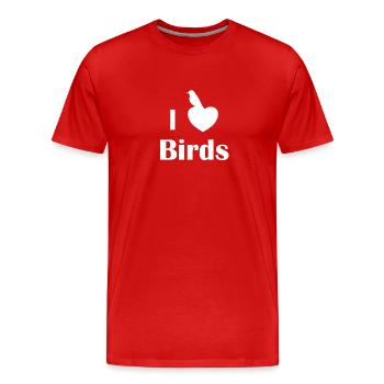 Oiseau oiseaux éleveurs d’oiseaux Proverbe Perruches - T-shirt bio Premium Homme - rouge - Devant - Damien (186cm)