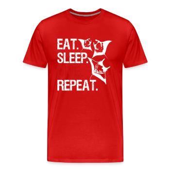Eat Sleep Dive Repeat - Manta Schwarm - Männer Premium Bio T-Shirt - Rot - Vorne - Damien (186cm)
